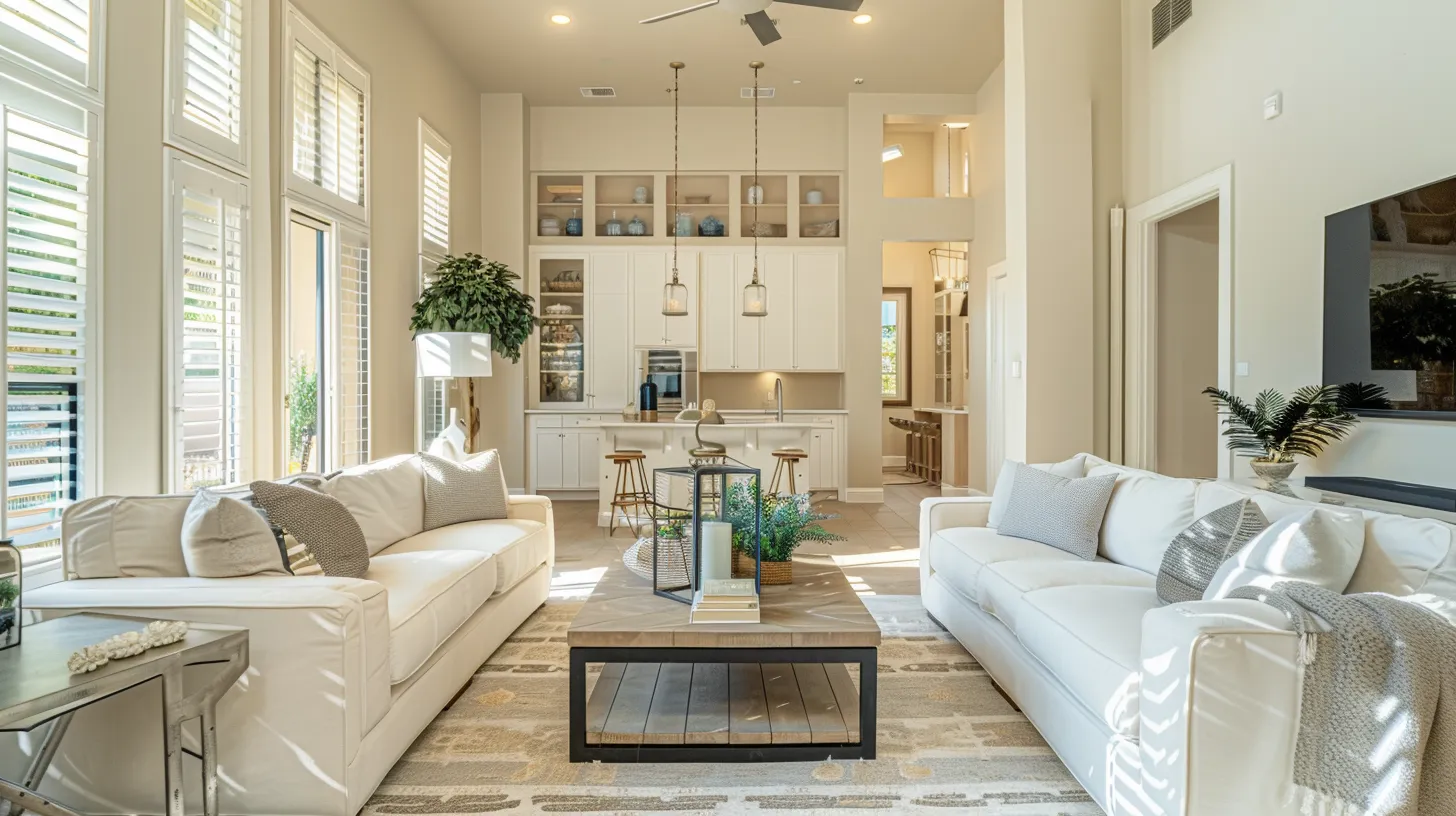 a beautifully staged, sunlit living room in a modern phoenix home showcases elegant furnishings and vibrant decor, inviting potential cash buyers to envision their new life in the space. a beautifully staged, sunlit living room in a modern phoenix home showcases elegant furnishings and vibrant decor, inviting potential cash buyers to envision their new life in the space.